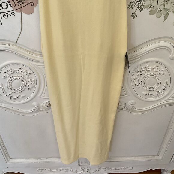 Lulus Majorly Trendy Dress Women's XS Light Yellow Midi Ribbed Bodycon NWT - Picture 8 of 12